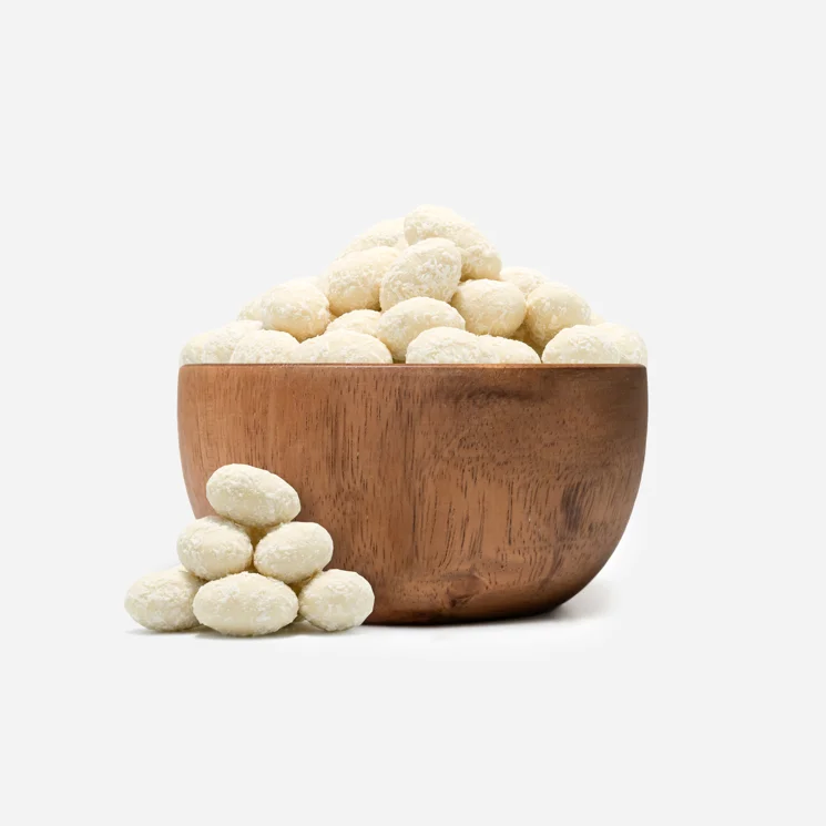 Mandeln in weißer Schokolade mit Kokos