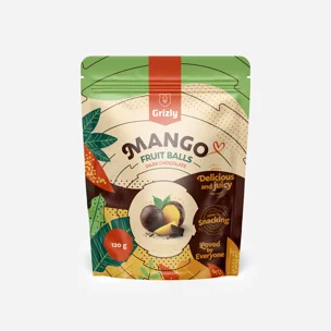 Mangokugeln mit Zartbitterschokolade